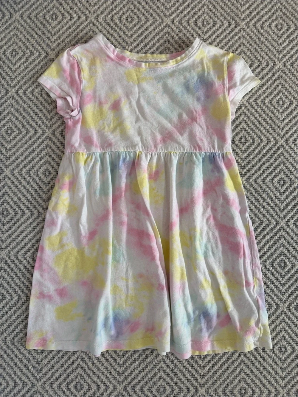 Old Navy Pastel Tie-Dye Pink Yellow Blue Short Sleeve Dress